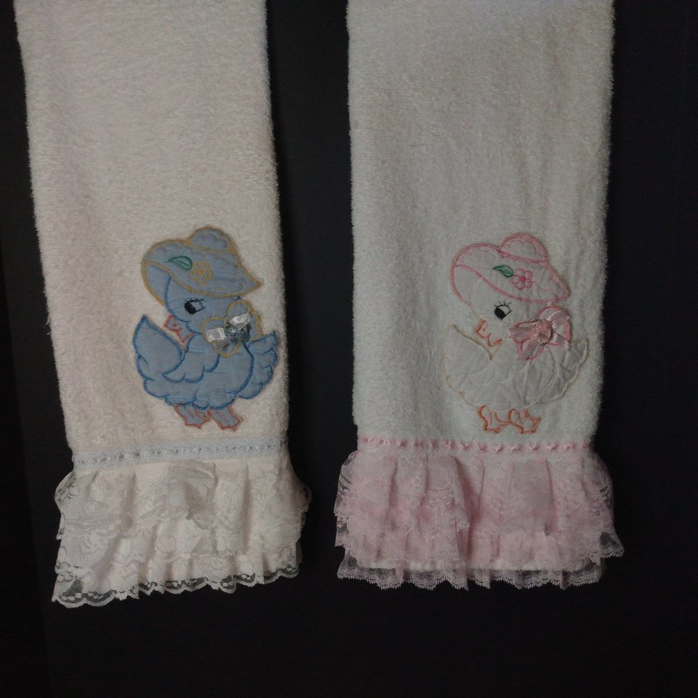 Stevens Cotton Towels With Ducks and Lace